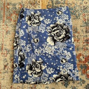 Talbots cotton rose print pencil skirt